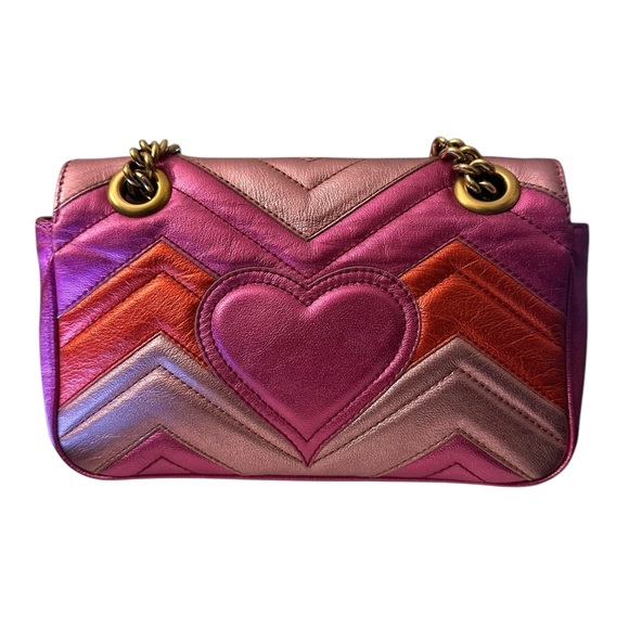 297 Preloved Gucci GG Marmont Metallic Chevron Mattelasse($$ Marked Down 2-9-25) - Picture 7 of 9